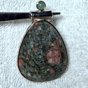 Ruby Zoisite & Green Aventurine Pendant